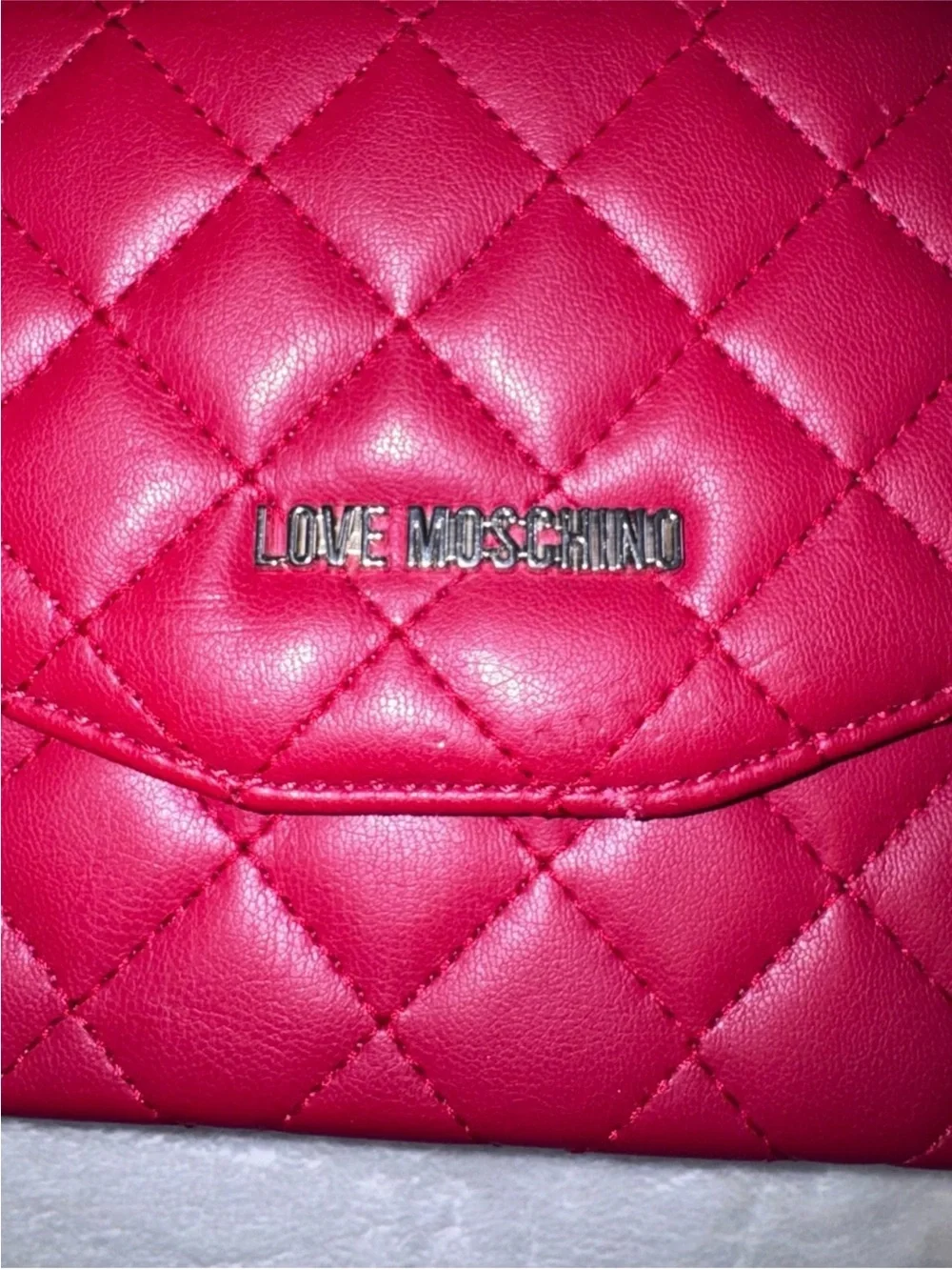 Quilted Bright Red Chain Crossbody Clutch Wallet Purse
